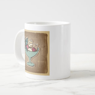 Caneca De Café Grande Ilustração do Sorvete em estilo retrô
