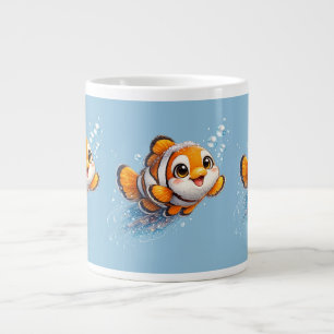 Caneca De Café Grande Ilustração Feliz do Peixe-Palhaço da Vida Marinha