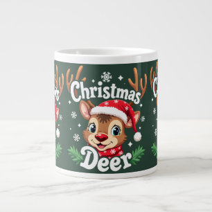 Caneca De Café Grande Ilustração Fofa de Veado de Natal