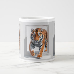Caneca De Café Grande Ilustração Majestosa de Tigre 3D Hyper-Realístic