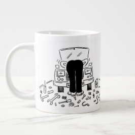 Caneca De Café Grande Ilustração Mecânica do Carro em um