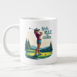 Caneca De Café Grande Ilustração Retro de Golfe 'As Meninas Dominam o Ca