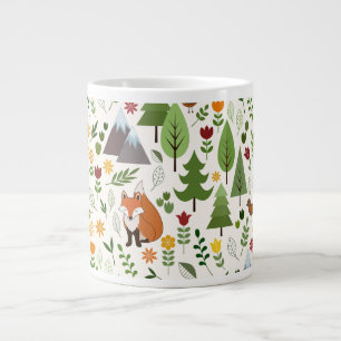 Caneca De Café Grande Ilustrações do estilo escandinavo em Cream