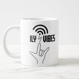 Caneca De Café Grande ILY Vibes - Design ASL 
