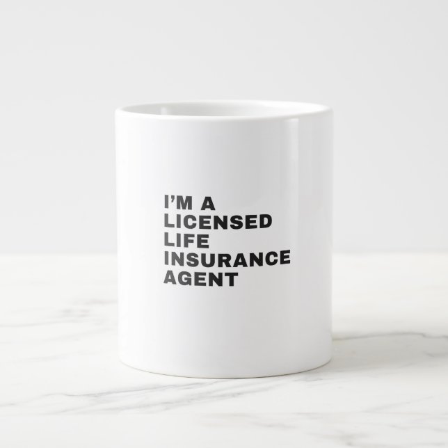 CANECA DE CAFÉ GRANDE I'M A LICENSED LIFE INSURANCE AGENT (Frente)
