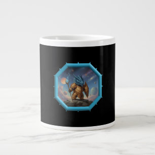 Caneca De Café Grande Imagem Fantasia Pequeno Dragão Azul em Armadura de