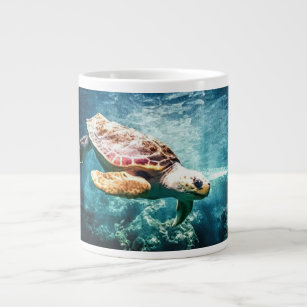 Caneca De Café Grande Imagem subaquática de uma tartaruga marinha