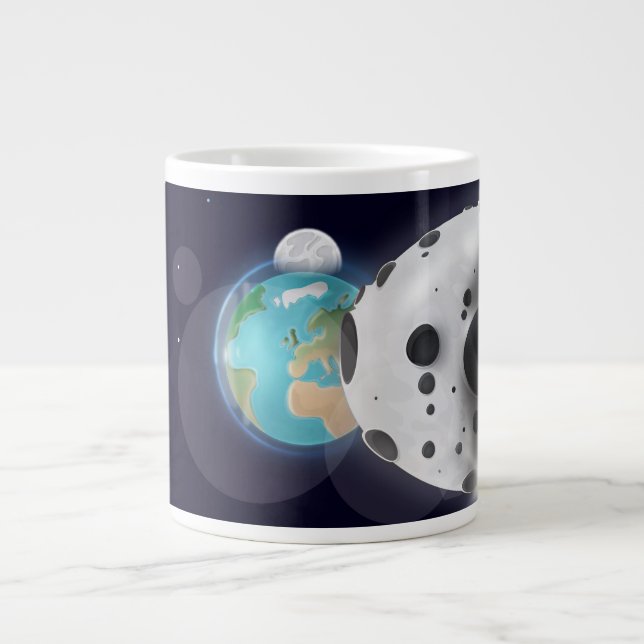 Caneca De Café Grande Impacto de asteroide no Planeta Terra! (Frente)