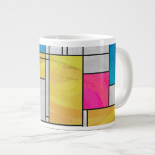 Caneca De Café Grande Impressão azul-amarelo-mondriano