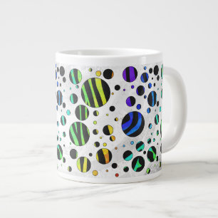 Caneca De Café Grande Impressão Bolinhas de Zebra Black e Rainbow