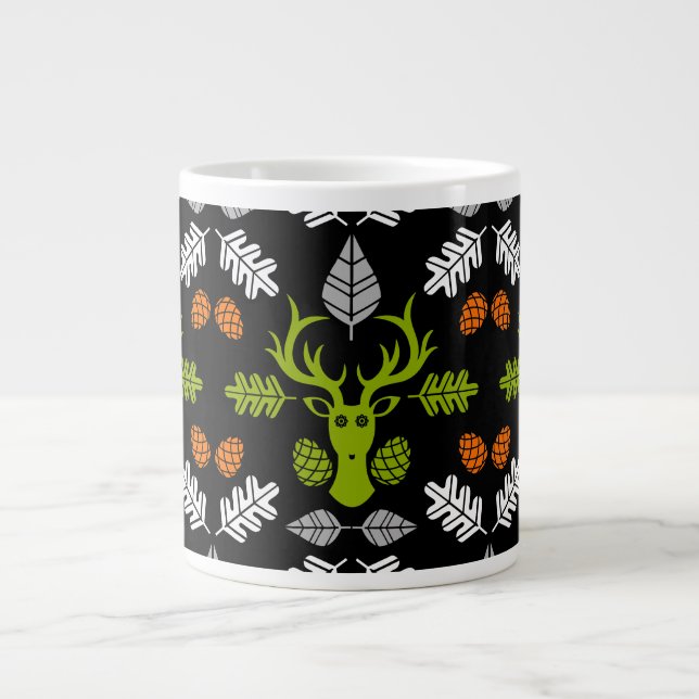 Caneca De Café Grande Impressão da Natureza do Veado da Floresta (Frente)
