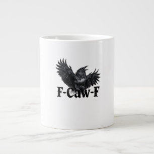 Caneca De Café Grande Impressão de Arte de Corvo Raivoso F-Caw-F Ilustra