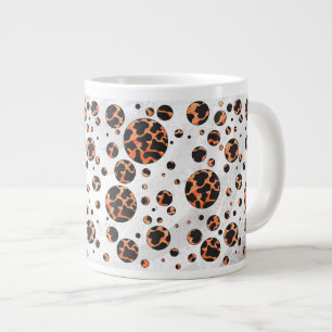 Caneca De Café Grande Impressão de Bolinhas preto-e-laranja