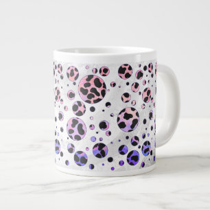 Caneca De Café Grande Impressão de Bolinhas preto e rosa Dalmático