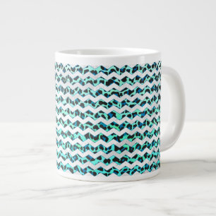 Caneca De Café Grande Impressão de Leopardo Negro e Teal