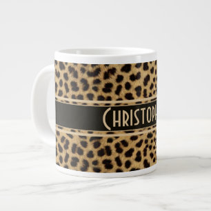 Caneca De Café Grande Impressão de pele de Leopard Spot Personalizada