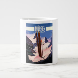 Caneca De Café Grande Impressão de poster de ski Murren Suiça.