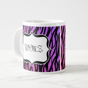 Caneca De Café Grande Impressão de Zebra Selvagem de Monograma Personal