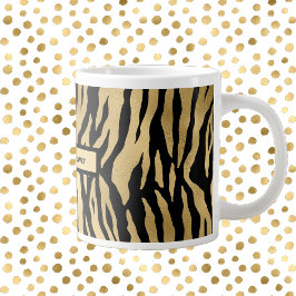 Caneca De Café Grande Impressão em animais pretos e selvagens Dourados c