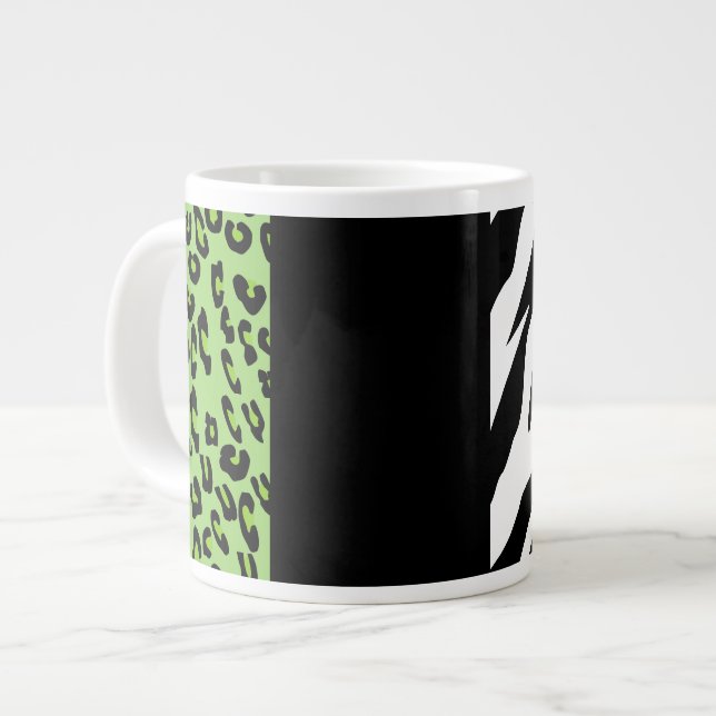 Caneca De Café Grande Impressão Leopardo, Impressão Zebra, Impressão Ani (Frente Esquerda)