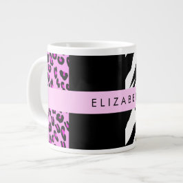 Caneca De Café Grande Impressão Leopardo, Impressão Zebra, Rosa, Seu Nom