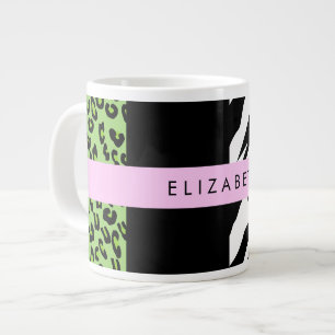 Caneca De Café Grande Impressão Leopardo, Impressão Zebra, Verde, Seu No