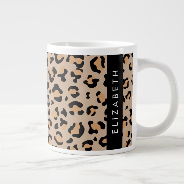 Caneca De Café Grande Impressão Leopardo, Manchas, Leopardo Marrom, Seu  (Direita)