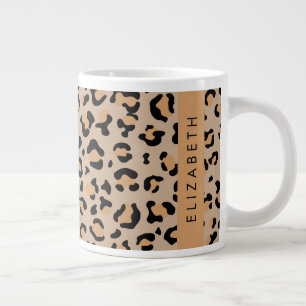 Caneca De Café Grande Impressão Leopardo, Manchas, Leopardo Marrom, Seu