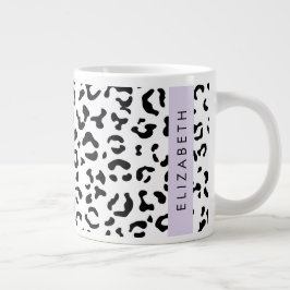 Caneca De Café Grande Impressão Leopardo, Manchas, Preto E Branco, Seu N