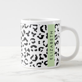 Caneca De Café Grande Impressão Leopardo, Manchas, Preto E Branco, Seu N