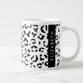Caneca De Café Grande Impressão Leopardo, Manchas, Preto E Branco, Seu N