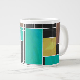 Caneca De Café Grande Impressão preto castanho-branco mondriano
