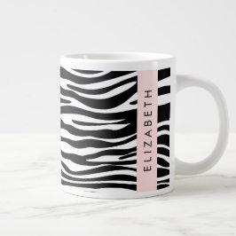 Caneca De Café Grande Impressão Zebra, Stripes, Preto E Branco, Seu Nome