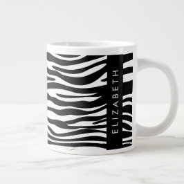 Caneca De Café Grande Impressão Zebra, Stripes, Preto E Branco, Seu Nome