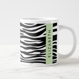 Caneca De Café Grande Impressão Zebra, Stripes, Preto E Branco, Seu Nome
