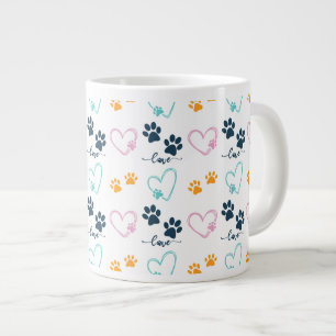 Caneca De Café Grande Impressões de Patinhas de Amante de Cachorro Fofo