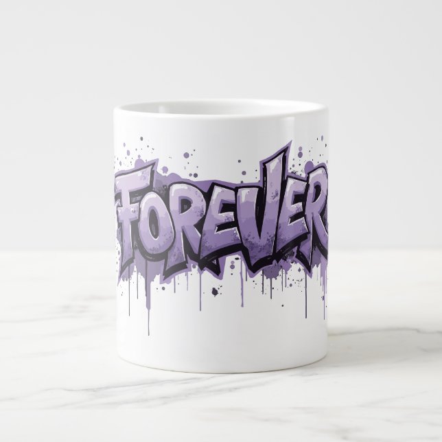 Caneca De Café Grande Infinidade de Lavanda de grafite "FOREVER" (Frente)