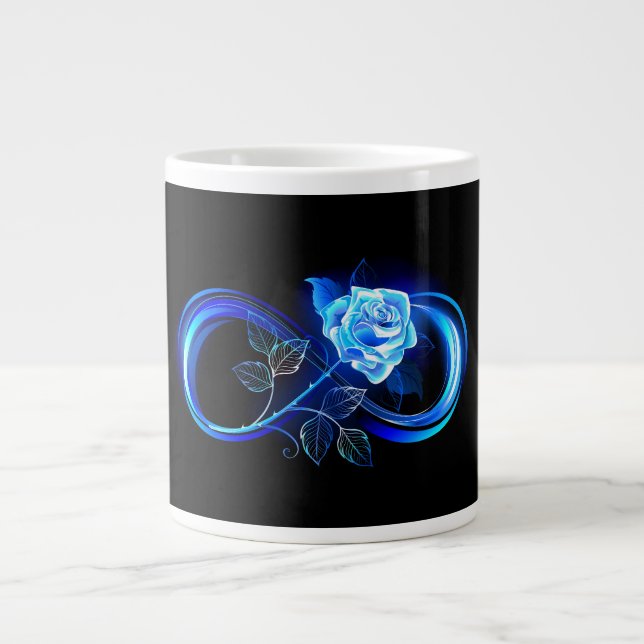 Caneca De Café Grande Infinito brilhante com rosa azul (Frente)