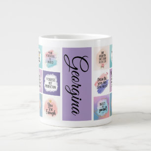 Caneca De Café Grande Iniciar Forte, Manter Positivo - Motivação Diária 
