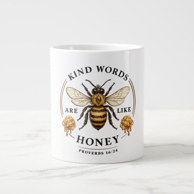 Caneca De Café Grande inspirational Kind Words/Bee (Frente)