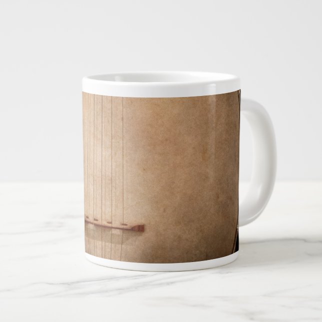Caneca De Café Grande Instrumento - Corda - Eu amo banjo (Frente Esquerda)