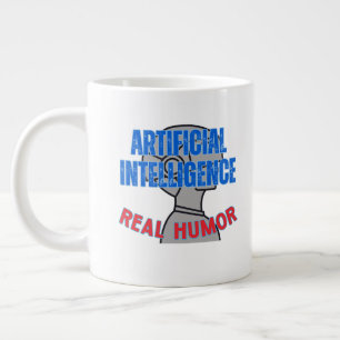 Caneca De Café Grande Inteligência artificial, humor real.w Branco BG