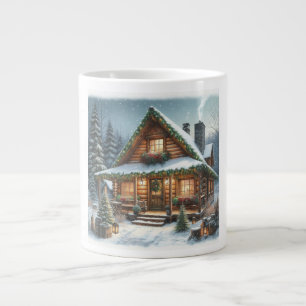 Caneca De Café Grande Inverno Russo/Cabine de neve de Natal