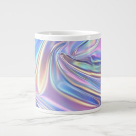 Caneca De Café Grande Iridescent Shiny Metallic Fabric, Teal Gold Purple