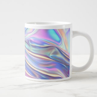 Caneca De Café Grande Iridescent Shiny Metallic Fabric, Teal Gold Purple