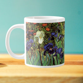 Caneca De Café Grande Írises de Vincent van Gogh, Arte do Jardim de Vint