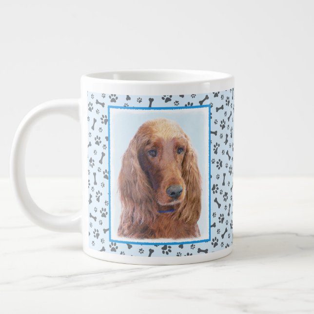Caneca De Café Grande Irish Setter Painting - Bela Arte Original De Cach (Esquerda)