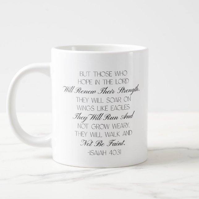 Caneca De Café Grande Isaiah 40:31 Hope Bible Verse Mug  (Esquerda)