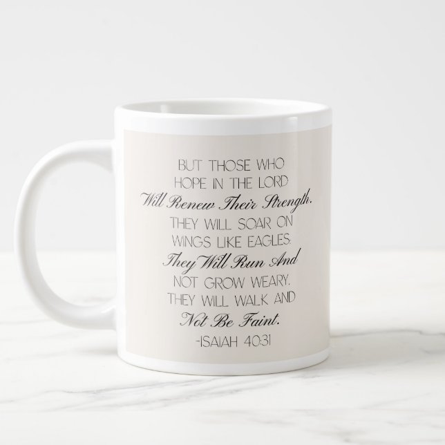 Caneca De Café Grande Isaiah 40:31 Hope Bible Verse Mug  (Esquerda)