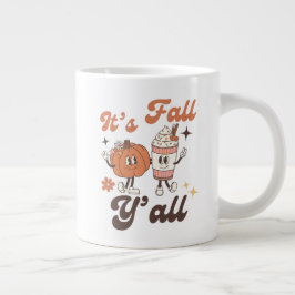 Caneca De Café Grande It’s Fall Y’all – Cute Kawaii Pumpkin Spice Latte